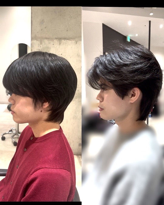 縮毛矯正にアイロンパーマbefore&after左向き