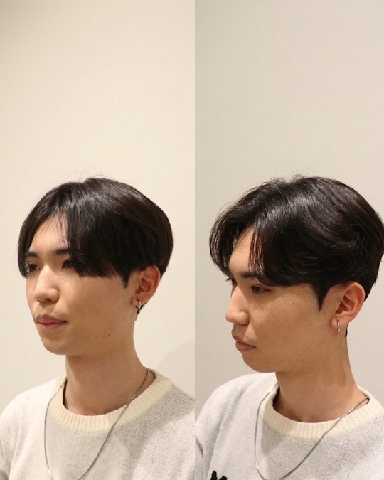 縮毛矯正にアイロンパーマbefore&after左向き